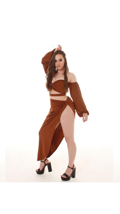 TOO GOOD TO YOU TWO PIECE SET - BROWN